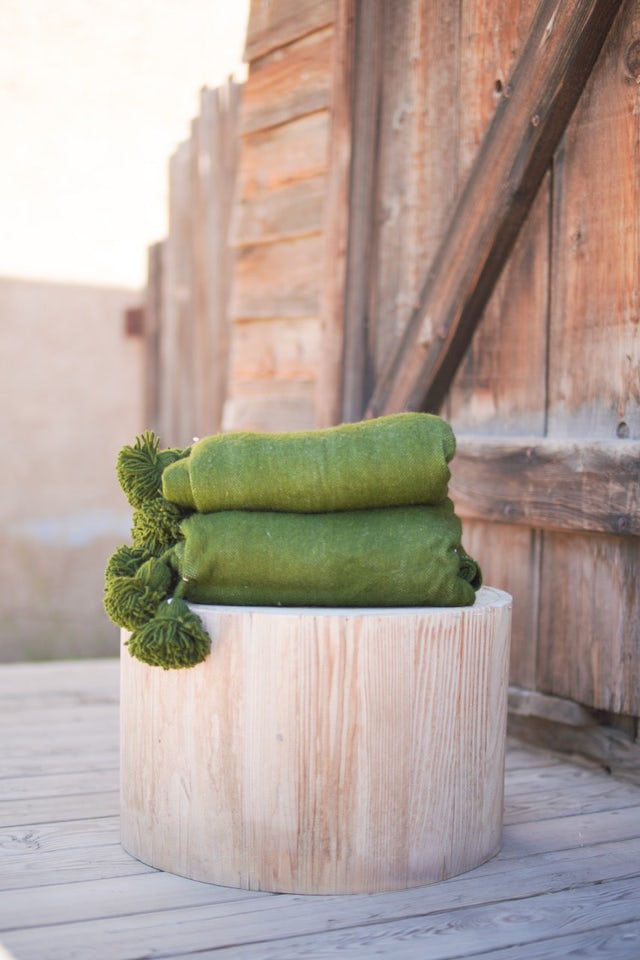 Green Pom-Pom Blanket
