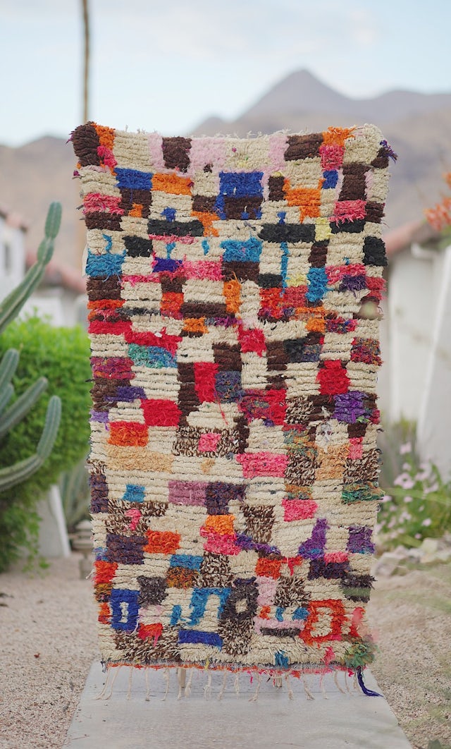 MultiColored Checkered Wool Boucherouite